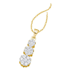 14kt Yellow Gold Triple Trinity Diamond Cluster Pendant | Splendid Elegance - Splendid Jewellery