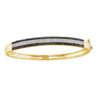 14kt Yellow Gold Women's Round Black Diamond Bangle Bracelet - Stunning Elegance - Splendid Jewellery