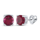 2 Carat Lab - Created Ruby Stud Earrings in Sterling Silver - Splendid Jewellery