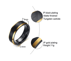 Black and Gold Tungsten Wedding Band Splendid Jewellery