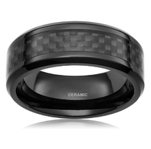 Load image into Gallery viewer, Black Ceramic Wedding Ring Splendid Jewellery