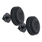 Black Diamond Cluster Stud Earrings for Men - Striking Sterling Silver Round Cut 1/6 Cttw - Splendid Jewellery
