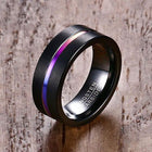 Black Tungsten Wedding Band with Multi - Colored Anodized Groove - Splendid Jewellery