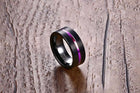 Black Tungsten Wedding Band with Multi - Colored Anodized Groove - Splendid Jewellery