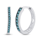 Blue Diamond Brilliance: 10kt White Gold Womens Round Blue Color Enhanced Diamond Hoop Earrings 1/4 Cttw - Splendid Jewellery