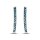 Blue Diamond Brilliance: 10kt White Gold Womens Round Blue Color Enhanced Diamond Hoop Earrings 1/4 Cttw - Splendid Jewellery