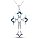 Blue Diamond Flared Cross Pendant in 10kt White Gold - Splendid Jewellery - Splendid Jewellery