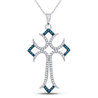 Blue Diamond Flared Cross Pendant in 10kt White Gold - Splendid Jewellery - Splendid Jewellery
