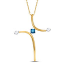 Blue Radiance: 10k Yellow Gold Enhanced Diamond Cross Pendant - Splendid Jewellery