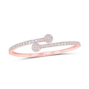 Bracelets | 10kt Rose Gold Womens Baguette Diamond Cuff Bangle Bracelet 1-3/4 Cttw | Splendid Jewellery GND