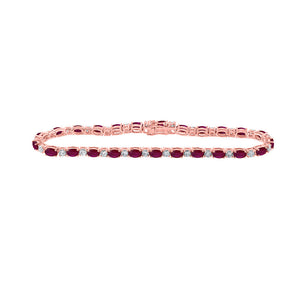 Bracelets | 10kt Rose Gold Womens Oval Ruby Diamond Fashion Bracelet 9 Cttw | Splendid Jewellery GND