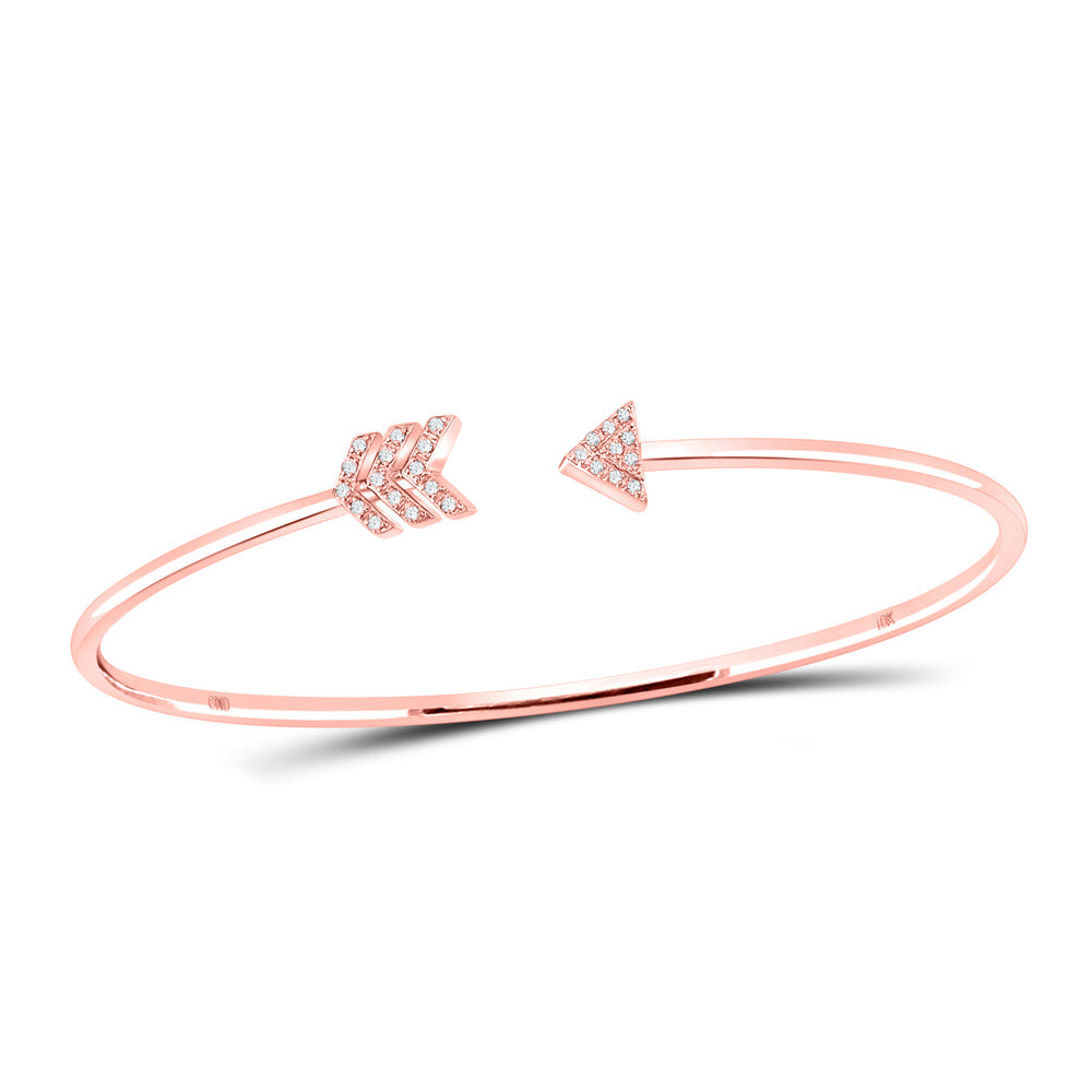 Bracelets | 10kt Rose Gold Womens Round Diamond Arrow Bangle Bracelet 1/10 Cttw | Splendid Jewellery GND