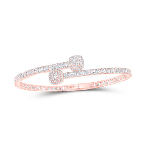 Bracelets | 10kt Rose Gold Womens Round Diamond Cushion-accent Cuff Bangle Bracelet 2-5/8 Cttw | Splendid Jewellery GND