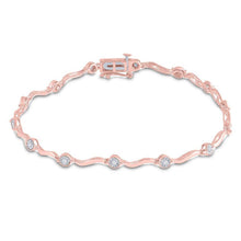 Load image into Gallery viewer, 10kt Rose Gold Diamond Link Fashion Bracelet - Elegant Sparkle in Rose Gold  Top View from Splendid Jewellery