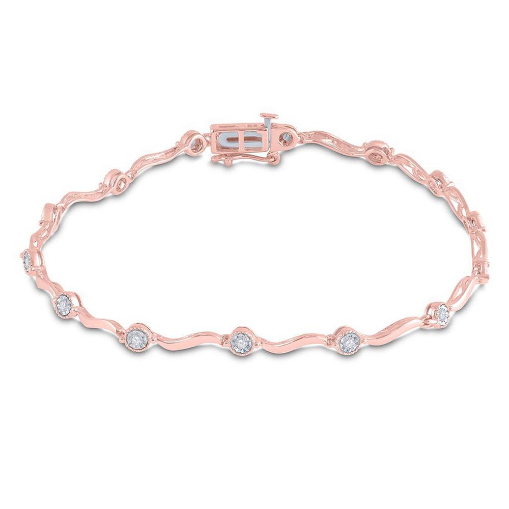 Bracelets | 10kt Rose Gold Womens Round Diamond Link Fashion Bracelet 1/4 Cttw | Splendid Jewellery GND
