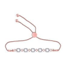 Load image into Gallery viewer, Radiant Rose Gold Diamond Squares Bolo Bracelet - 1/4 Cttw  Top View from Splendid Jewellery