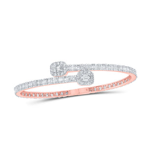 Bracelets | 10kt Rose Gold Womens Round Diamond Square Cuff Bangle Bracelet 3 Cttw | Splendid Jewellery GND
