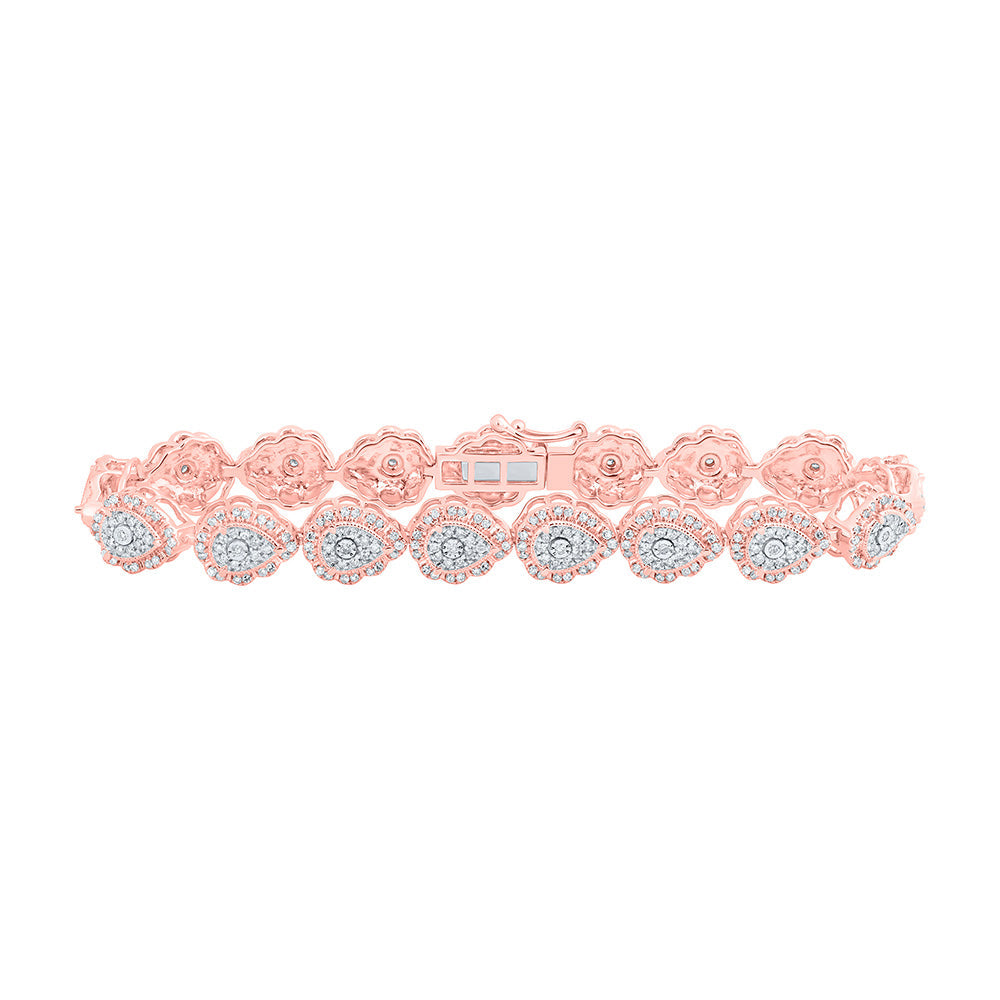 Bracelets | 10kt Rose Gold Womens Round Diamond Teardrop Bracelet 2-1/5 Cttw | Splendid Jewellery GND
