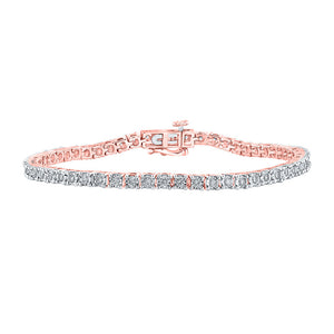 Bracelets | 10kt Rose Gold Womens Round Diamond Tennis Bracelet 1 Cttw | Splendid Jewellery GND