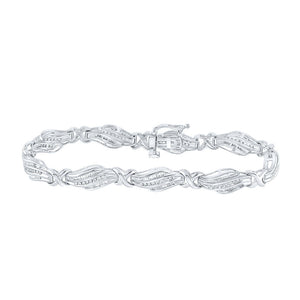 Bracelets | 10kt White Gold Womens Baguette Diamond Fashion Bracelet 1 Cttw | Splendid Jewellery GND