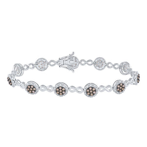 Bracelets | 10kt White Gold Womens Round Brown Diamond Infinity Bracelet 2-1/5 Cttw | Splendid Jewellery GND