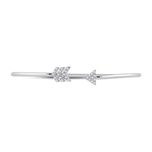 Load image into Gallery viewer, 10kt White Gold Diamond Arrow Bangle Bracelet - Elegant and Timeless Sparkle Side view from the 10Kt White Gold Womens Round Diamond Arrow Bangle Bracelet 1 10 Cttwpin285795 collection by Splendid Jewellery