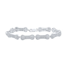Load image into Gallery viewer, Ravishing 10kt White Gold Womens Round Diamond Dog Bone Fashion Bracelet - 5-1/4 Cttw Top view from the 10Kt White Gold Womens Round Diamond Dog Bone Fashion Bracelet 5 1 4 Cttwpin212551 collection by Splendid Jewellery