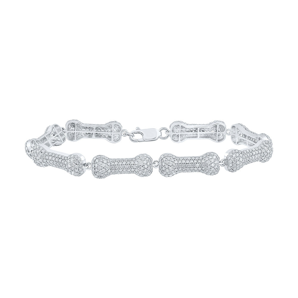 Bracelets | 10kt White Gold Womens Round Diamond Dog Bone Fashion Bracelet 5-1/4 Cttw | Splendid Jewellery GND