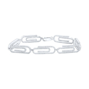 Bracelets | 10kt White Gold Womens Round Diamond Paper Clip Bracelet 3-1/3 Cttw | Splendid Jewellery GND