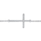 10kt White Gold Diamond Sideways Cross Bracelet - Elegant Symbol of Faith and Style  Top View from Splendid Jewellery