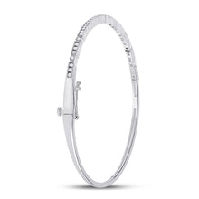 Load image into Gallery viewer, Sparkling White Gold Diamond Stackable Bangle Bracelet - 1/2 Carat Total Weight Front view from the 10Kt White Gold Womens Round Diamond Stackable Bangle Bracelet 1 2 Cttwpin280474 collection by Splendid Jewellery