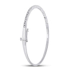 Sparkling White Gold Diamond Stackable Bangle Bracelet - 1/2 Carat Total Weight Front view from the 10Kt White Gold Womens Round Diamond Stackable Bangle Bracelet 1 2 Cttwpin280474 collection by Splendid Jewellery