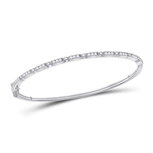 Load image into Gallery viewer, Sparkling White Gold Diamond Stackable Bangle Bracelet - 1/2 Carat Total Weight Top view from the 10Kt White Gold Womens Round Diamond Stackable Bangle Bracelet 1 2 Cttwpin280474 collection by Splendid Jewellery