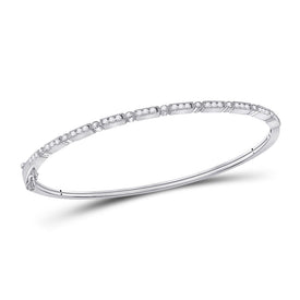Sparkling White Gold Diamond Stackable Bangle Bracelet - 1/2 Carat Total Weight Top view from the 10Kt White Gold Womens Round Diamond Stackable Bangle Bracelet 1 2 Cttwpin280474 collection by Splendid Jewellery