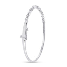 Load image into Gallery viewer, Sparkling Diamond Stackable Bangle Bracelet in 10kt White Gold - 3/8 Cttw Front view from the 10Kt White Gold Womens Round Diamond Stackable Bangle Bracelet 3 8 Cttwpin280472 collection by Splendid Jewellery