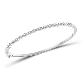 Sparkling Diamond Stackable Bangle Bracelet in 10kt White Gold - 3/8 Cttw Top view from the 10Kt White Gold Womens Round Diamond Stackable Bangle Bracelet 3 8 Cttwpin280472 collection by Splendid Jewellery