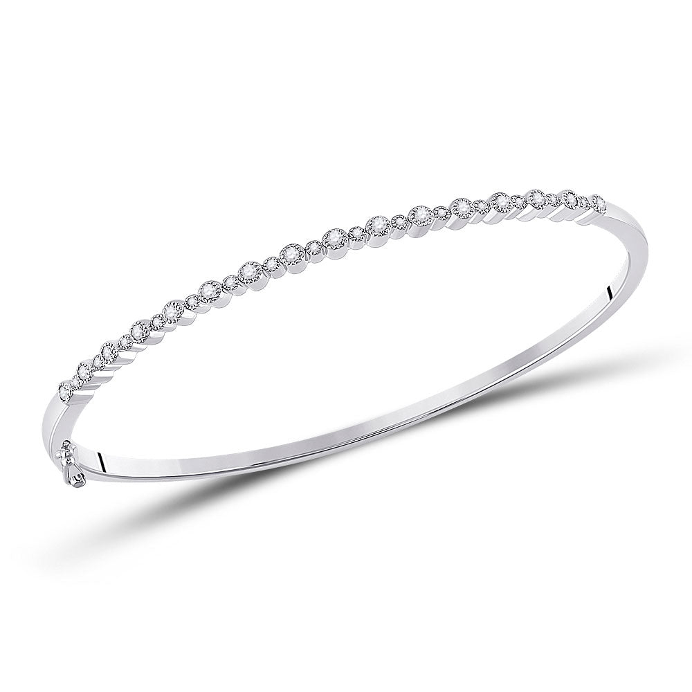 Bracelets | 10kt White Gold Womens Round Diamond Stackable Bangle Bracelet 3/8 Cttw | Splendid Jewellery GND