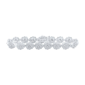 Bracelets | 10kt White Gold Womens Round Diamond Teardrop Link Bracelet 2-1/5 Cttw | Splendid Jewellery GND