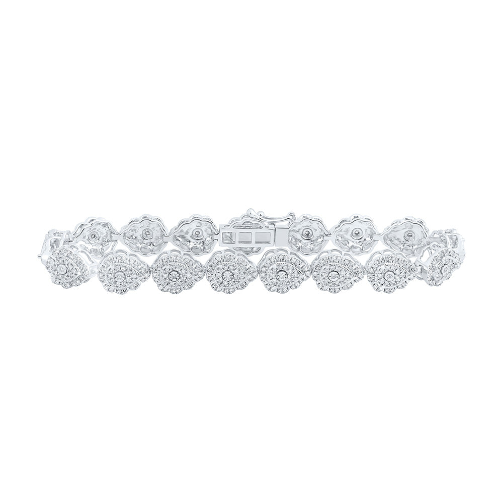 Bracelets | 10kt White Gold Womens Round Diamond Teardrop Link Bracelet 2-1/5 Cttw | Splendid Jewellery GND