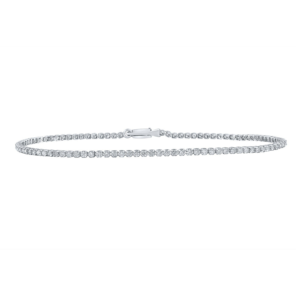 Bracelets | 10kt White Gold Womens Round Diamond Tennis Bracelet 1-1/5 Cttw | Splendid Jewellery GND