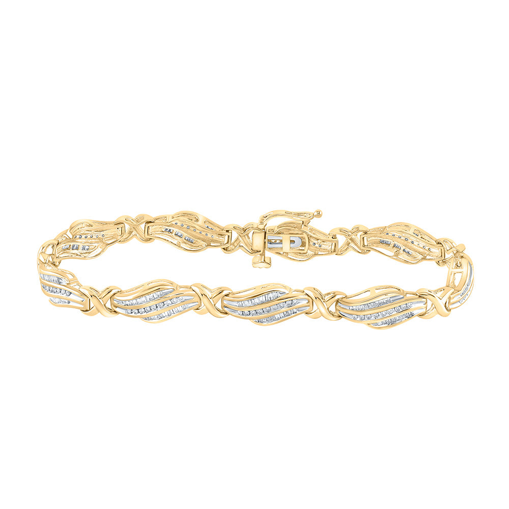 Bracelets | 10kt Yellow Gold Womens Baguette Diamond Fashion Bracelet 1 Cttw | Splendid Jewellery GND