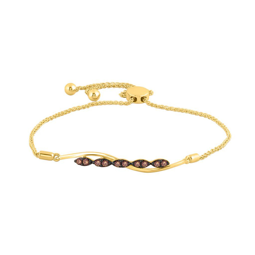 Bracelets | 10kt Yellow Gold Womens Round Brown Diamond Bolo Bracelet 1/4 Cttw | Splendid Jewellery GND