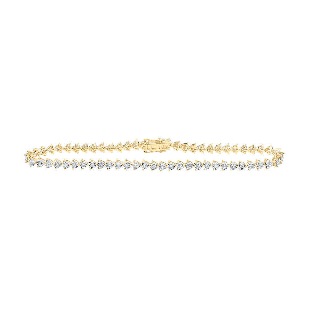 Bracelets | 10kt Yellow Gold Womens Round Diamond 8-inch Heart Bracelet 1 Cttw | Splendid Jewellery GND
