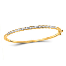 Load image into Gallery viewer, Sparkling Sunburst Diamond Bangle Bracelet in 10kt Yellow Gold (1/2 Cttw) product  Top View from Splendid Jewellery