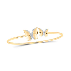 Bracelets | 10kt Yellow Gold Womens Round Diamond Butterfly Bangle Bracelet 1/6 Cttw | Splendid Jewellery GND