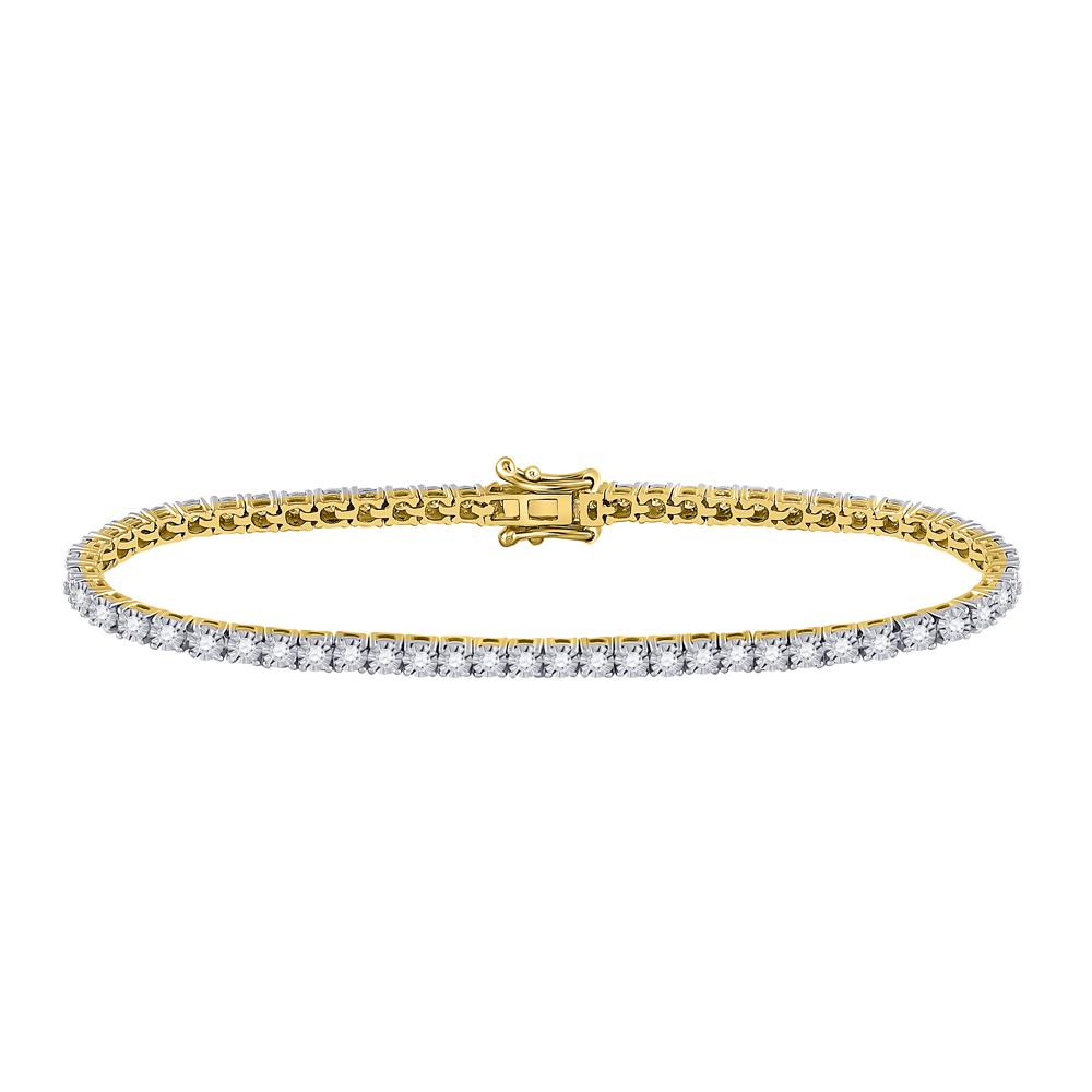 Bracelets | 10kt Yellow Gold Womens Round Diamond Classic Tennis Bracelet 1 Cttw | Splendid Jewellery GND