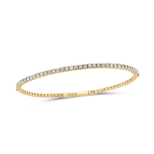 Bracelets | 10kt Yellow Gold Womens Round Diamond Flexible Single Row Bangle Bracelet 1-1/4 Cttw | Splendid Jewellery GND