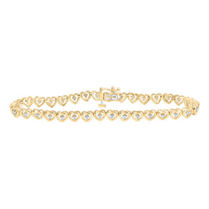 Bracelets | 10kt Yellow Gold Womens Round Diamond Heart Bracelet 1/4 Cttw | Splendid Jewellery GND