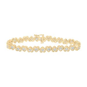Bracelets | 10kt Yellow Gold Womens Round Diamond Heart Fashion Bracelet 1 Cttw | Splendid Jewellery GND