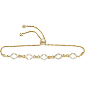 10kt Gold Diamond Infinity Oval Bolo Bracelet - Stunning Elegance  Top View from Splendid Jewellery